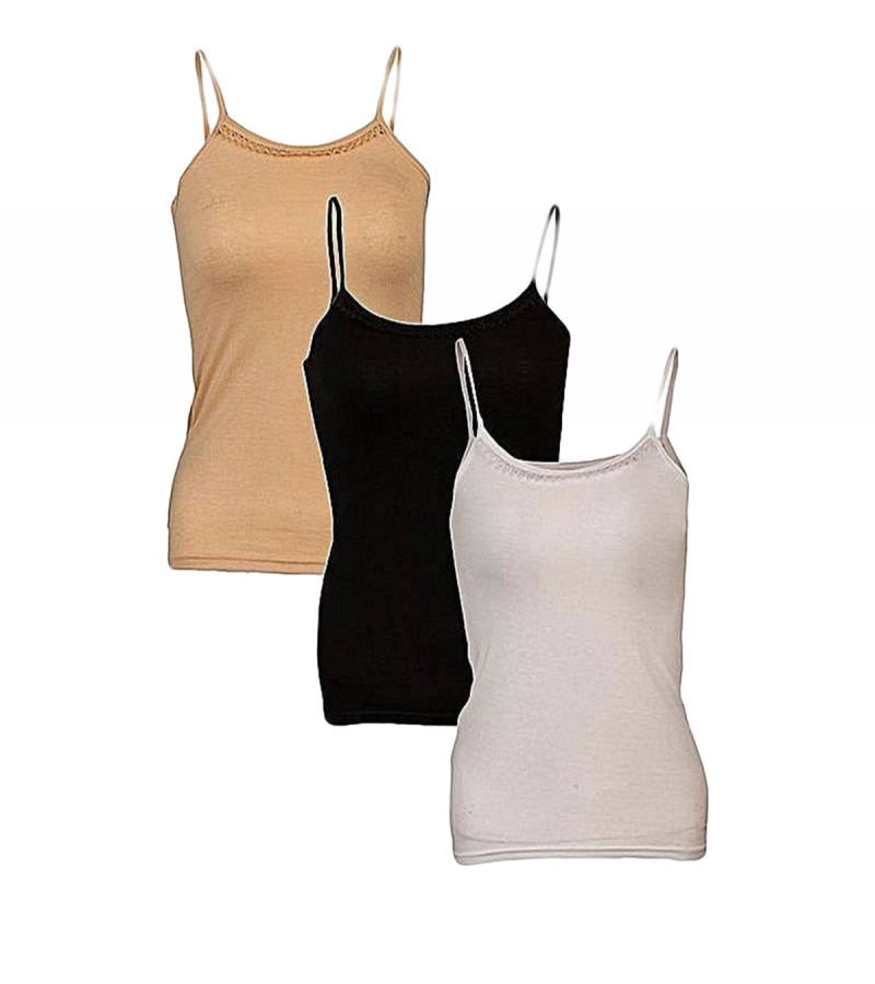PACK OF 3 COLORS - XXL Size / 2XL Camisole / Shameez For GIRLS / Women - (Length =26.5  Width = 15.5 ) by AABA MALL