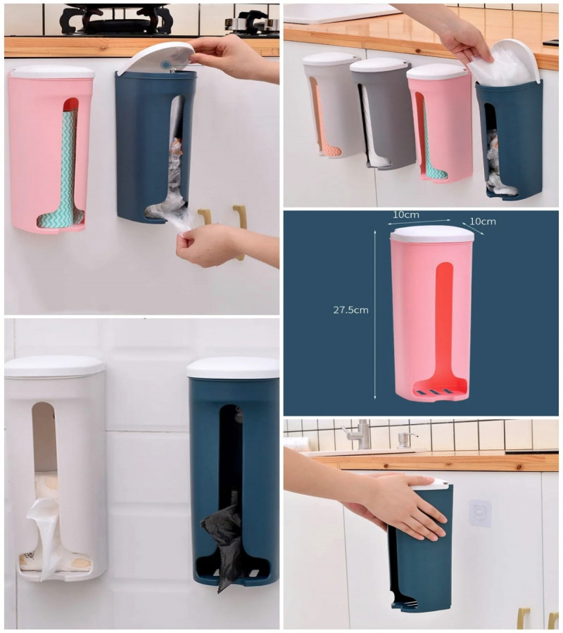Plastic Bag Dispenser Wall Mounted Grocery Garbage Trash Bag Organizer for Home Kitchen - Sale Price