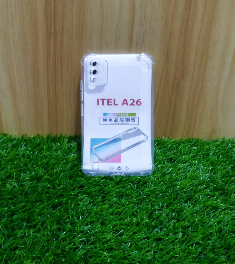 Itel A26 Back Cover Transparent Extra Bumper Anti Shock Soft Clear Case Itel A26
