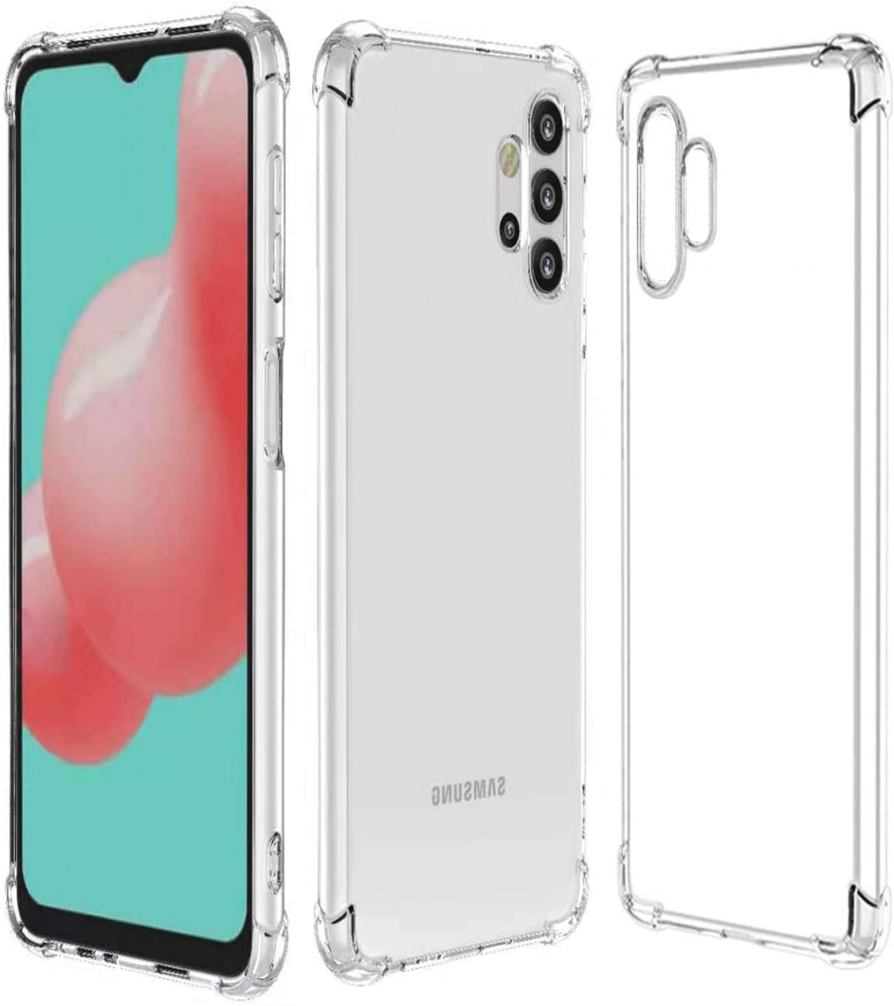 Samsung A32 Back Cover Transparent Extra Bumper Anti Shock Soft Clear Case Samsung A32