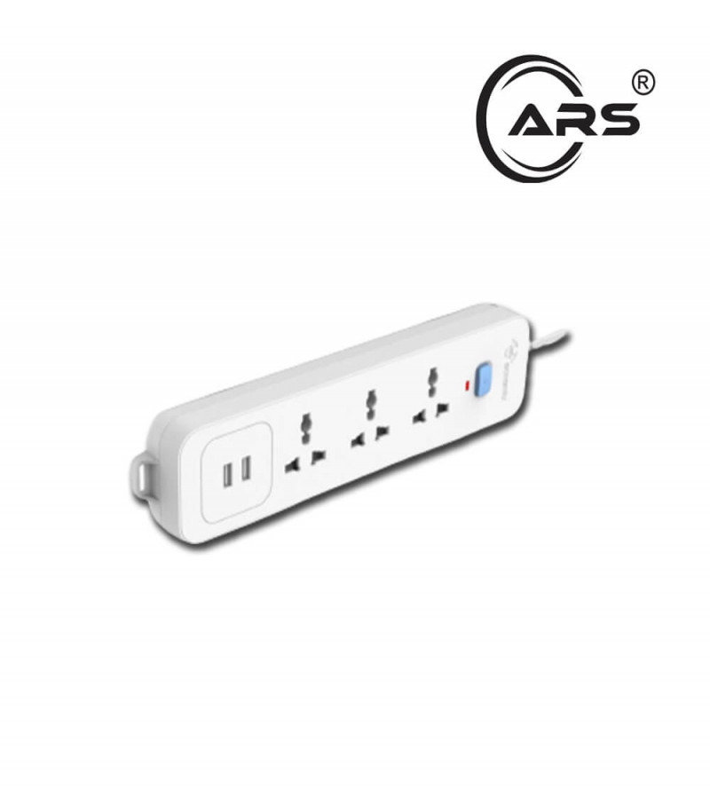 Gongniu N103U - 3-Way Power Extension Strip with 2 USB Ports | Surge Protector Plug Adapter | 3 Sockets + USB Charging