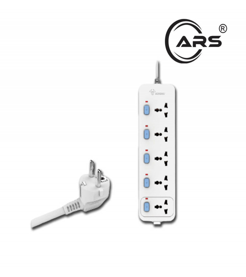 GONGNIU N3050 Extension Board, 5 Outlet Power Strip with 5 ON/OFF Switches, 3m German VDE Certified Cable 3×0.75mm²