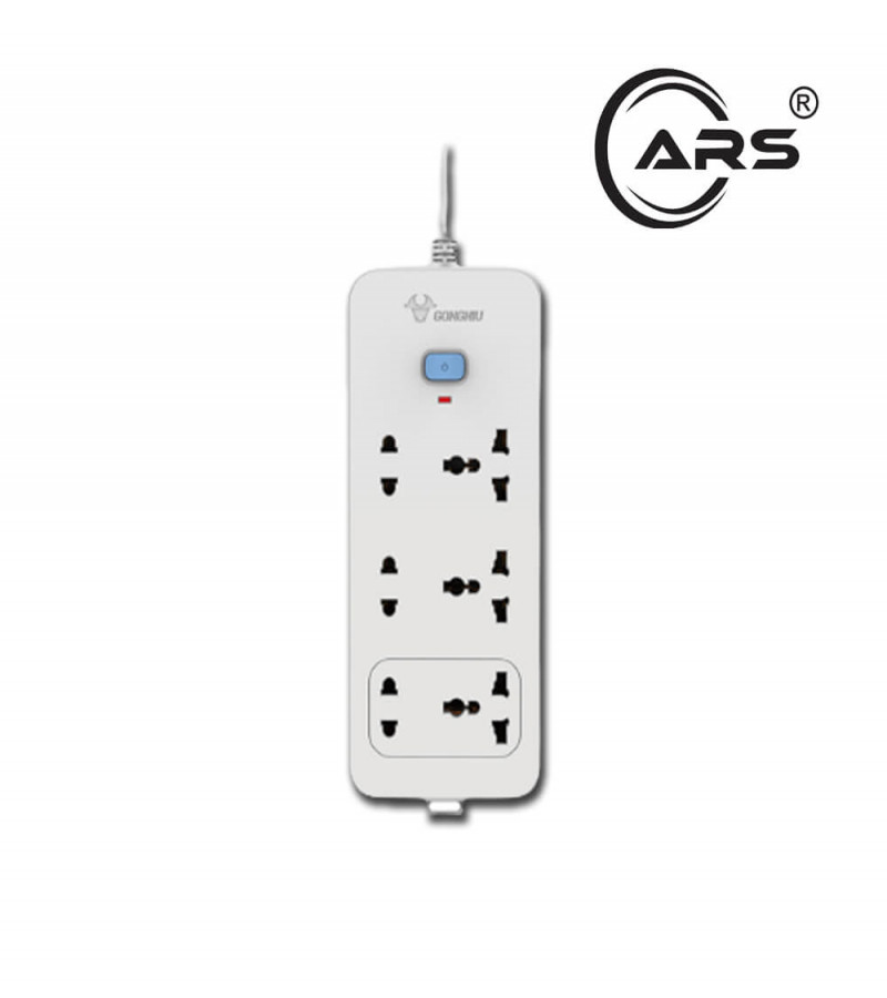 Gongniu Power Strip 6 Universal Outlets 1 Switch 10A/250V/2500W Capacity Extension Socket – White – Genuine N1330