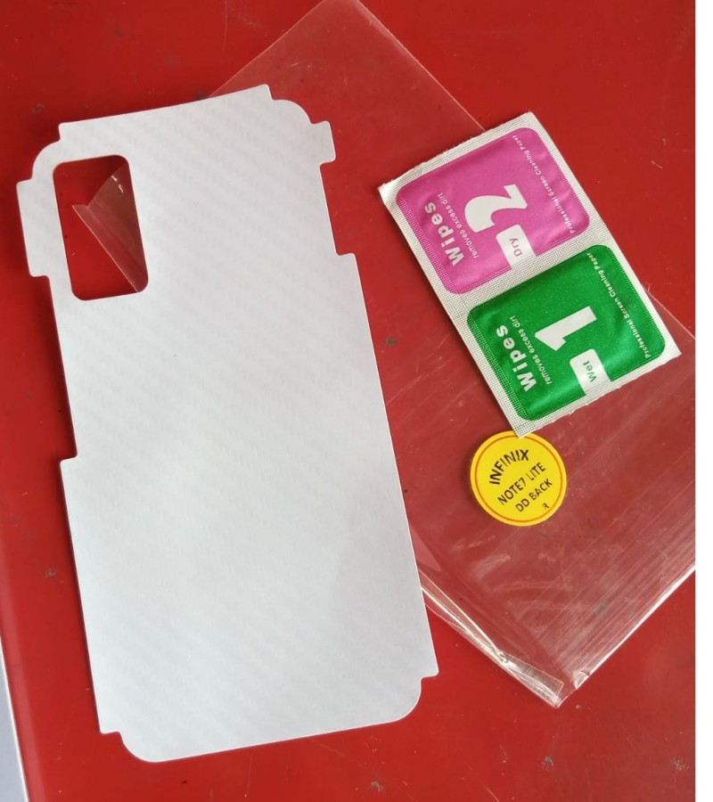 Infinix  Note 7 Lite-Carbon Fiber Matte sheet for phones rare protection - rare guard - textured design