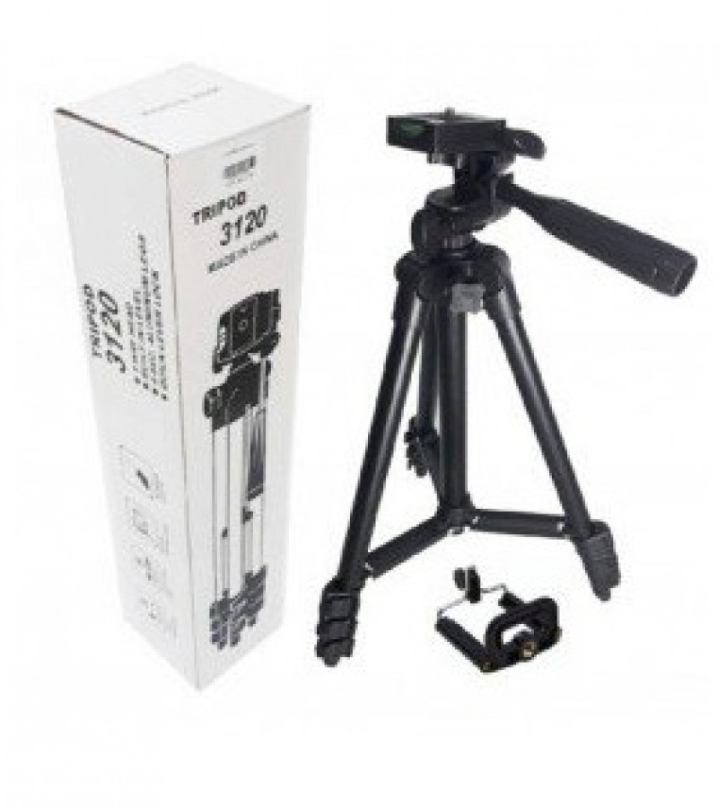 3120 Built In Level 3-Way Head & Aluminum Legs Tripod Stand - Black