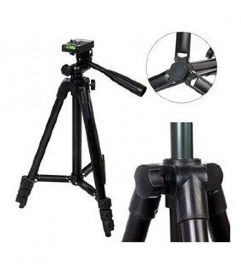3120 Built In Level 3-Way Head & Aluminum Legs Tripod Stand - Black