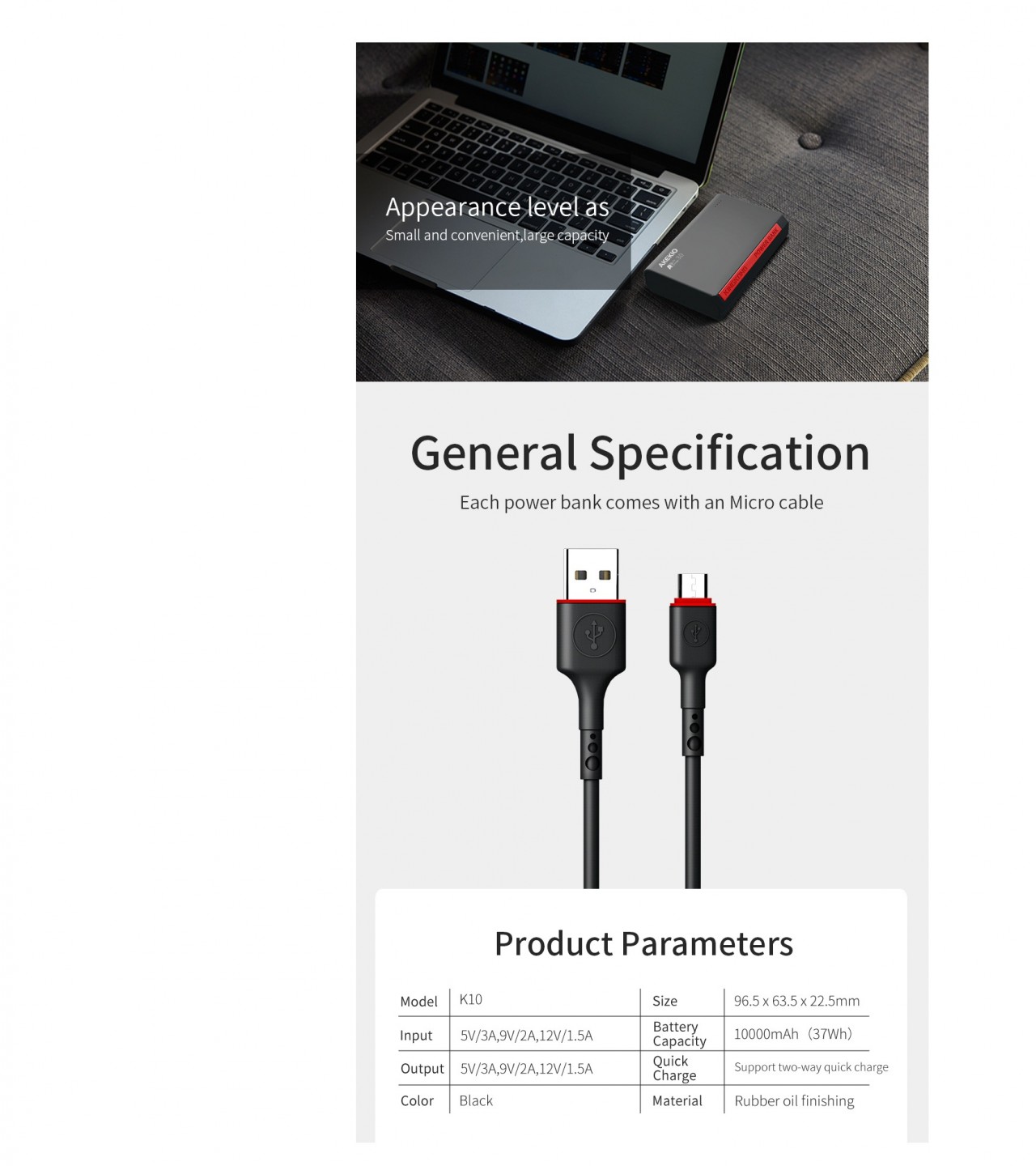 K10 10000 MAH Power Bank  SG171