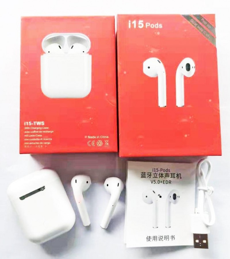 Bluetooth Earbuds Airpods Tws I15 I15 Pods Battery Life I12 Red