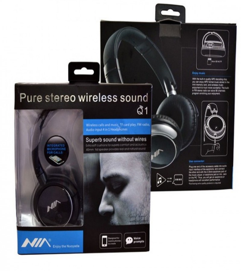 NIA Q1 Wireless Bluetooth Headphone With App Control - Black