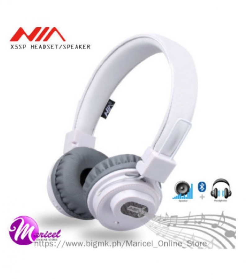 NIA X5SP Bluetooth Wireless Headphone+Speaker - White