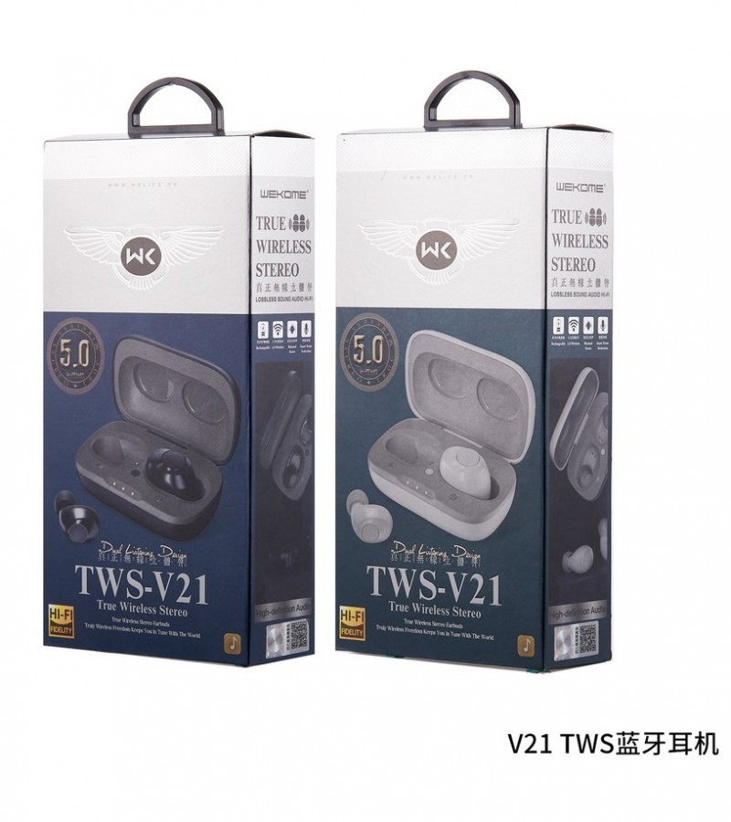 Remax WK TWS V21 Airdots Bluetooth With Charging Dock (New Model)