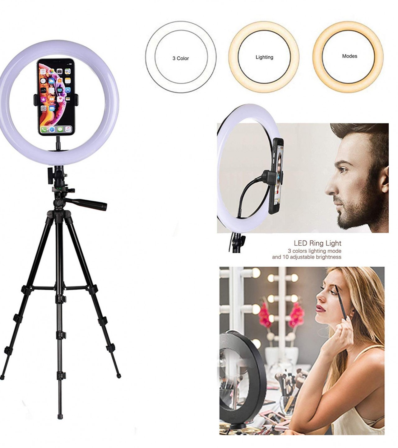 Selfie Ring Light, 20cm 360 degree rotation, 3 colors