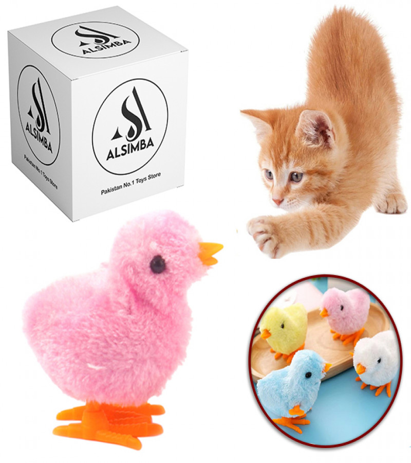 Alsimba 1 Pcs Pet Cat Toys Jumping Walking Hopping Cartoon Plush Chicken Toy Size Approx. 4 Inch - Pink