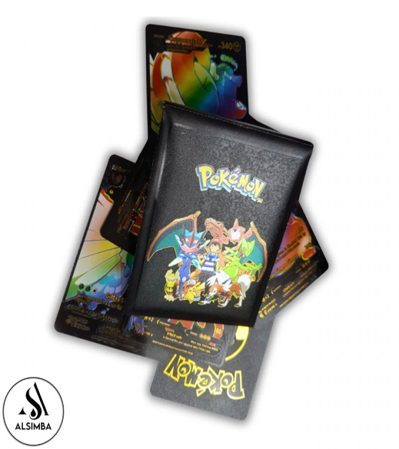 Alsimba 10 Pcs Rare Pokemon Black Foil Cards - English TCG Anime Cartoon Set for Kids Fans Gifts Collectible Toys