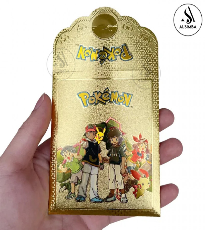 Alsimba 10 Pcs Pokemon Gold Foil Cards TCG English Version | Rare Anime Collectible Toy Gifts for Kids & Fans