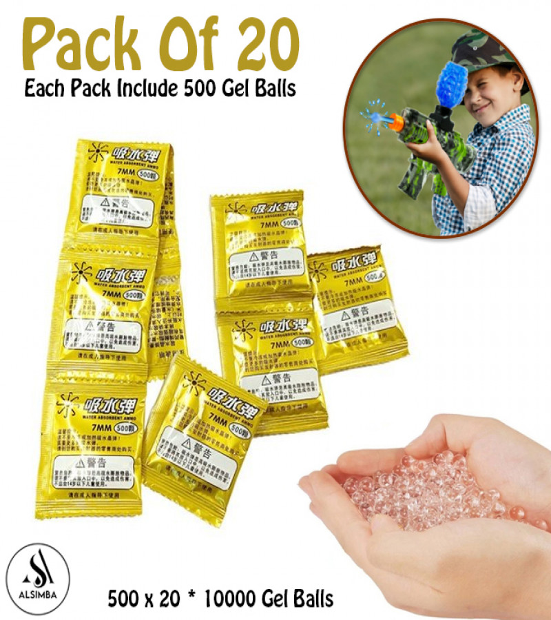 Alsimba 10000 Pcs Gel Balls 7.5mm - Refill Ammo for Gel Blasters Toy Guns - Pack of 20 Gel Beads for Water Blaster