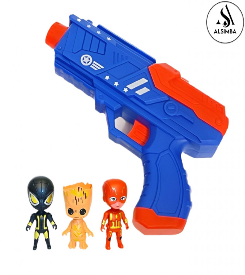 Alsimba 2-in-1 Captain America Gel Blaster & Dart Toy Gun Set with 3 Figures + 500 Gel Balls & Stickers - Gift