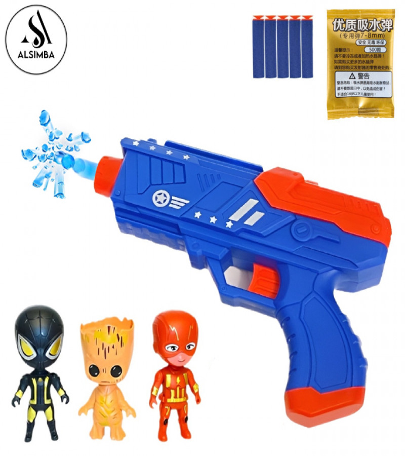 Alsimba 2-in-1 Captain America Gel Blaster & Dart Toy Gun Set with 3 Figures + 500 Gel Balls & Stickers - Gift