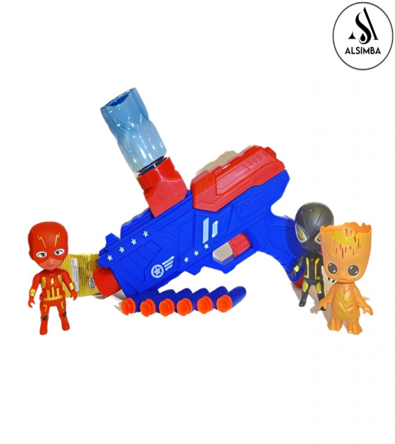 Alsimba 2-in-1 Captain America Gel Blaster & Dart Toy Gun Set with 3 Figures + 500 Gel Balls & Stickers - Gift