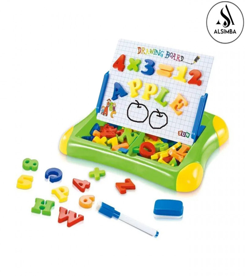 Alsimba 2 in 1 Magnetic Writing & Drawing Board Case – Kids Learning Toy with Alphabets, Numbers – Best Gift Idea
