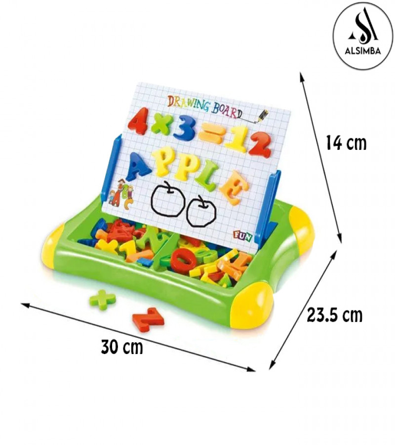 Alsimba 2 in 1 Magnetic Writing & Drawing Board Case – Kids Learning Toy with Alphabets, Numbers – Best Gift Idea