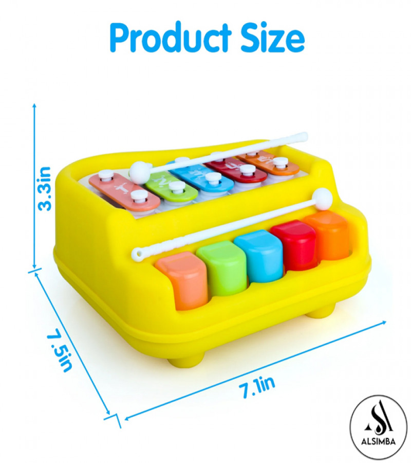 Alsimba 2-in-1 Piano & Xylophone Toy for Kids – Musical Keyboard & Percussion Instrument – Toddlers Gift – Multicolor