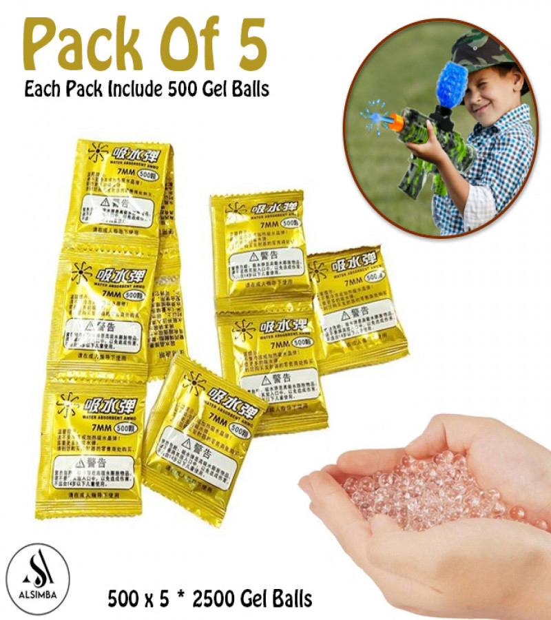 Alsimba 2500 Pcs Gel Balls for Blasters - 7.5mm Water Beads Ammo Refill Pack of 5 - Compatible with Gel Toy Guns