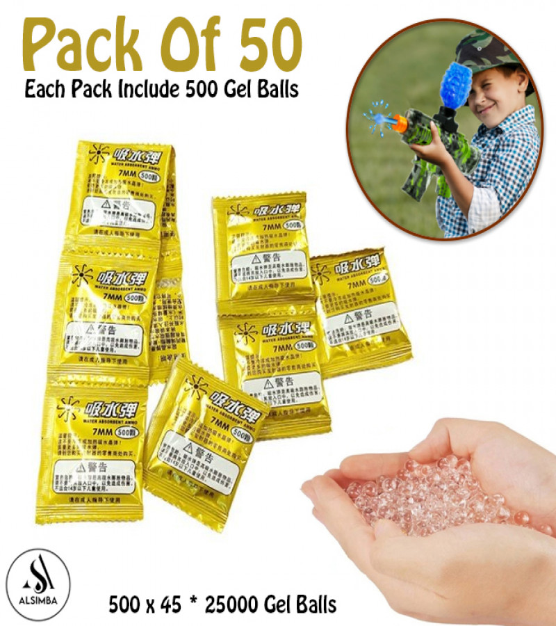 Alsimba 25000 Gel Balls 7.5mm for Gel Blaster Toy Guns - 50 Pack Gel Beads Water Ammo Refill for Splatter Blaster
