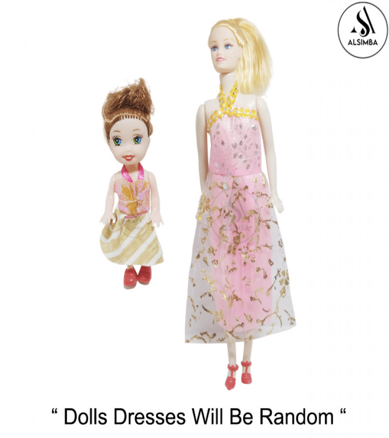Alsimba 3 Pcs Barbie Doll Set with Baby, Feeder & Dress – Moveable Joints, Long Hair, Fashion Girl Toy Gift – 12 Inch
