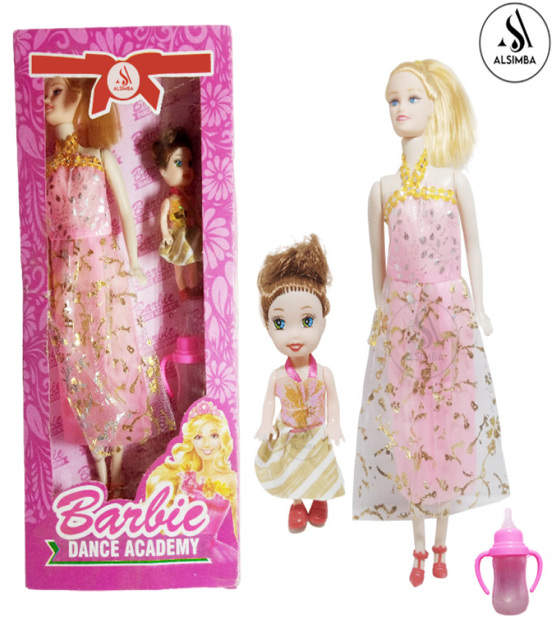 Alsimba 3 Pcs Barbie Doll Set with Baby, Feeder & Dress – Moveable Joints, Long Hair, Fashion Girl Toy Gift – 12 Inch