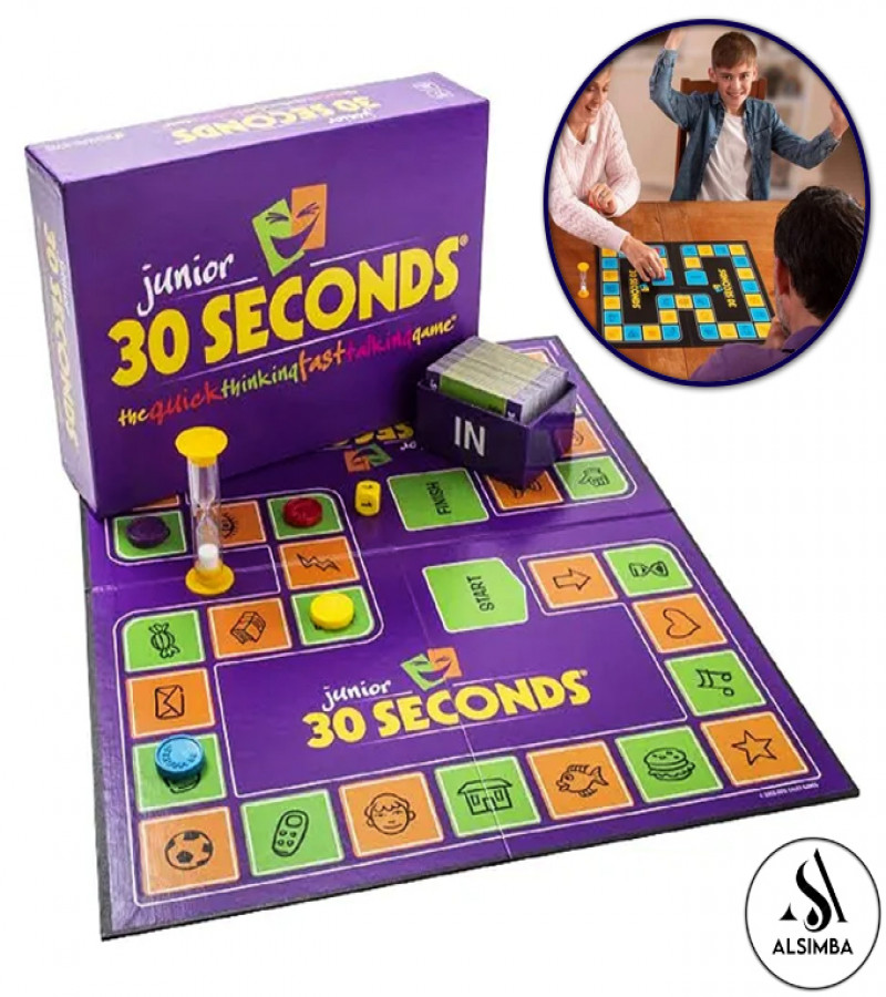 Alsimba 30 Seconds Junior Board Game – Quick Thinking & Talking Game for Kids & Family, Birthday Gift – Purple