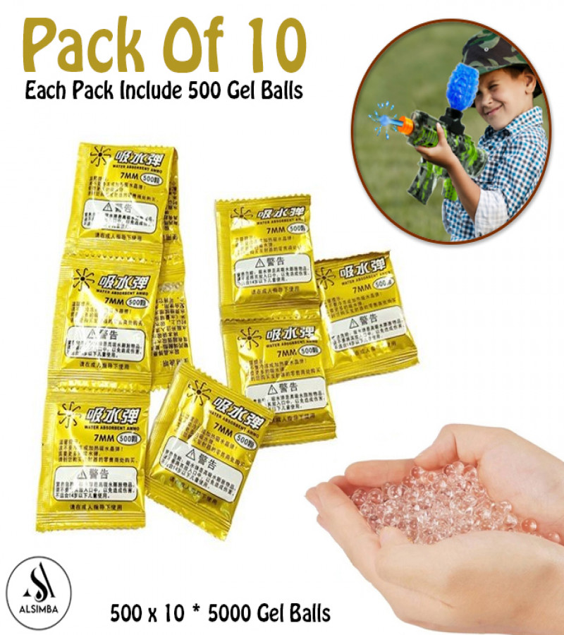 Alsimba 5000 Pcs Gel Balls 7.5mm for Gel Blaster Toy Gun – Pack of 10 Refill Ammo – Water Beads Compatible with Blasters