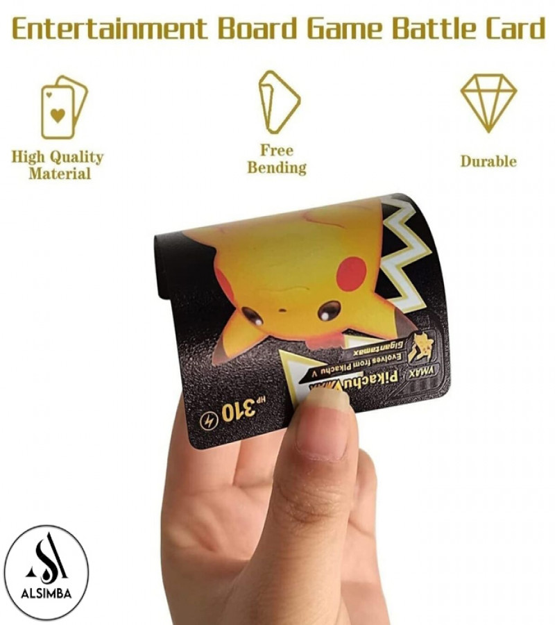 Alsimba 55 Pcs Gold Foil Pokemon Cards TCG English Version – Rare Collector's Box for Fans & Kids – Black Edition