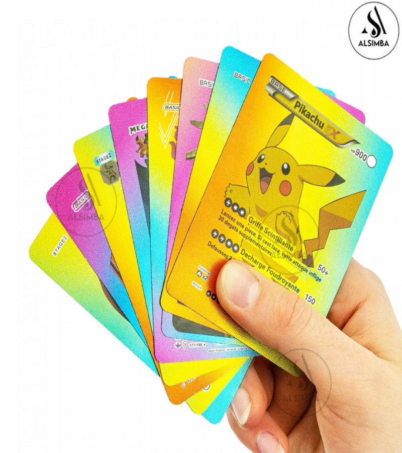 Alsimba 55 PCS Rainbow Foil Pokemon Cards - TCG English Version Rare Anime Cards Box for Kids & Fans Gift Collection