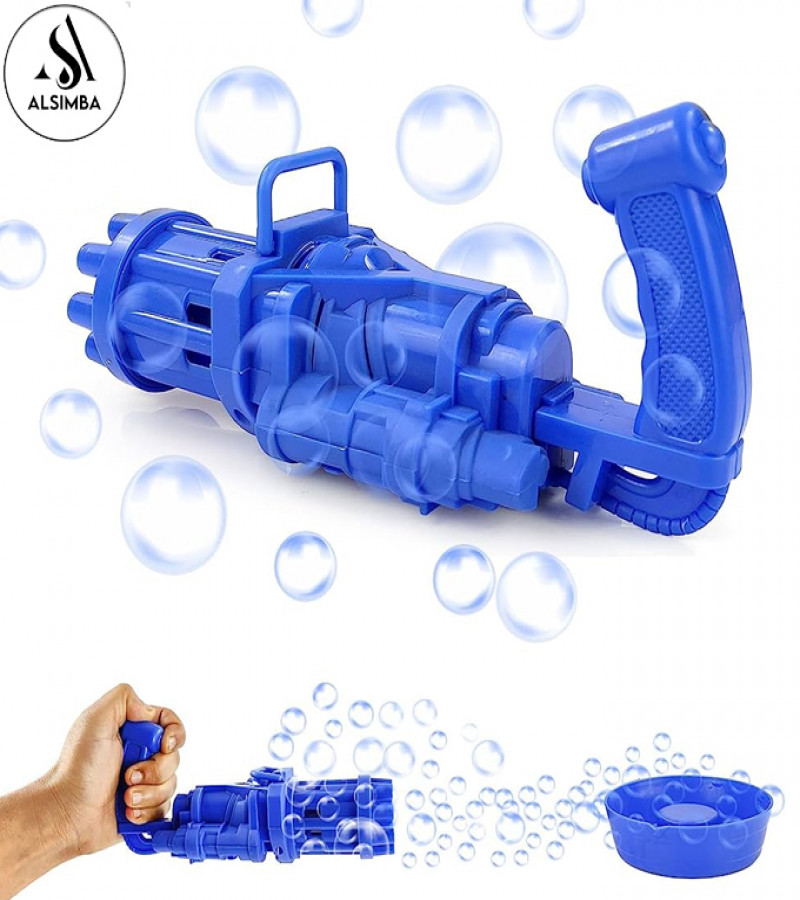 Alsimba 8 Hole Bubble Machine Massive Bubble Gattler Toygun With Bubble liquid for Kids Automatic Electric Bubble Maker Machine - Blue