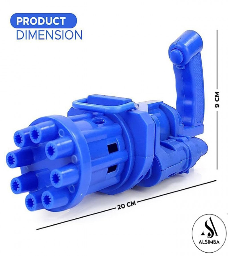 Alsimba 8 Hole Bubble Machine Massive Bubble Gattler Toygun With Bubble liquid for Kids Automatic Electric Bubble Maker Machine - Blue