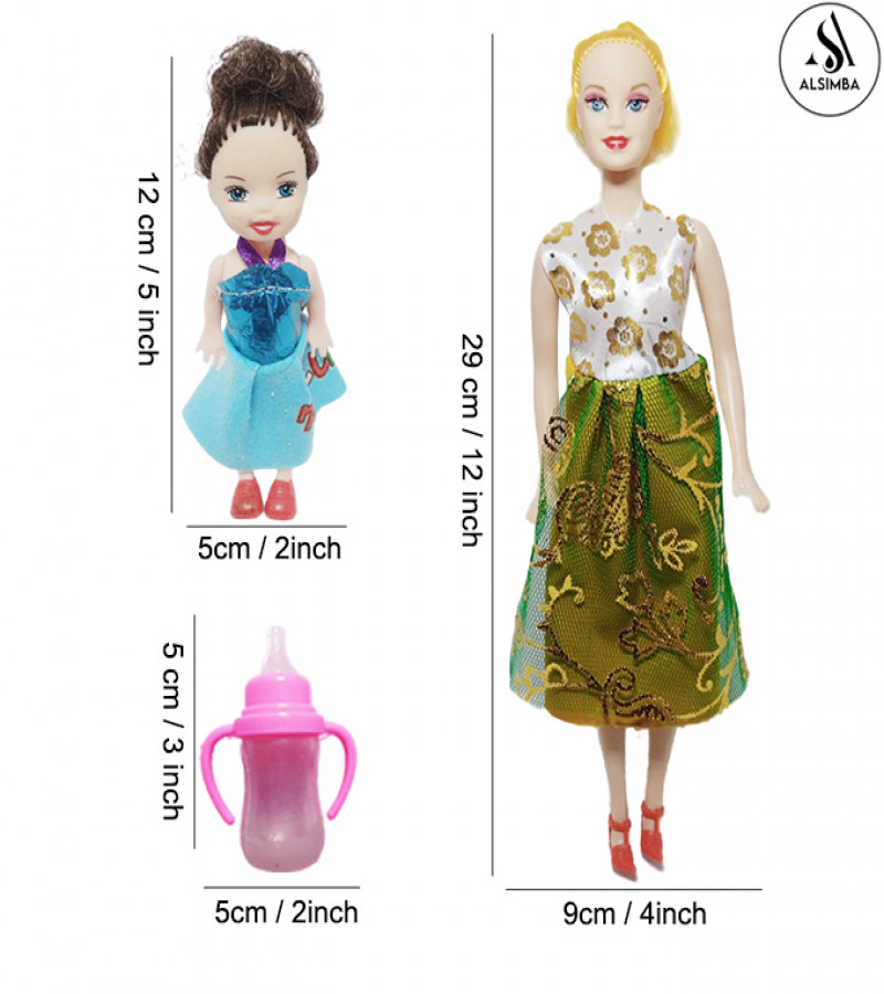 Alsimba Barbie Doll Dress Up Set - 9 Pcs with Baby Doll, Closet, Feeder, Dress & 3 Accessories - 18" Toy Gift for Girls