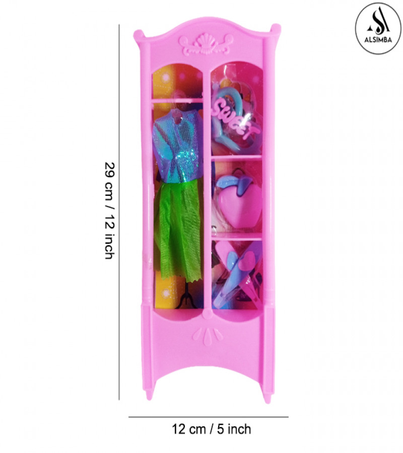 Alsimba Barbie Doll Dress Up Set - 9 Pcs with Baby Doll, Closet, Feeder, Dress & 3 Accessories - 18" Toy Gift for Girls