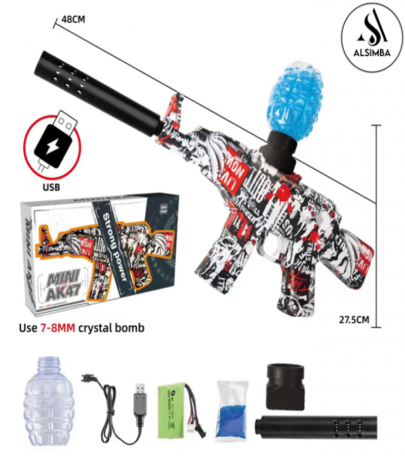 Alsimba AK-47 Gel Blaster Toy Gun Electric Automatic Machine with 1000 Gel Balls for Kids Outdoor Shooting Games