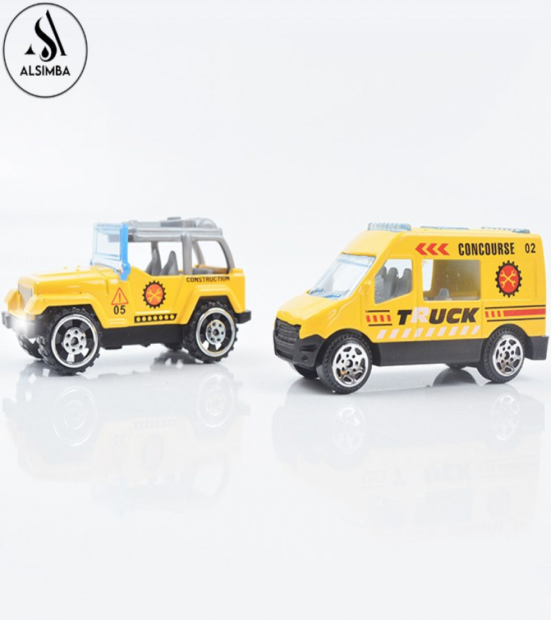 Alsimba 6 Pcs 1:64 Alloy Construction Die-Cast Vehicles Set – Metal Body Engineering Toy Trucks for Kids (3-Inch)