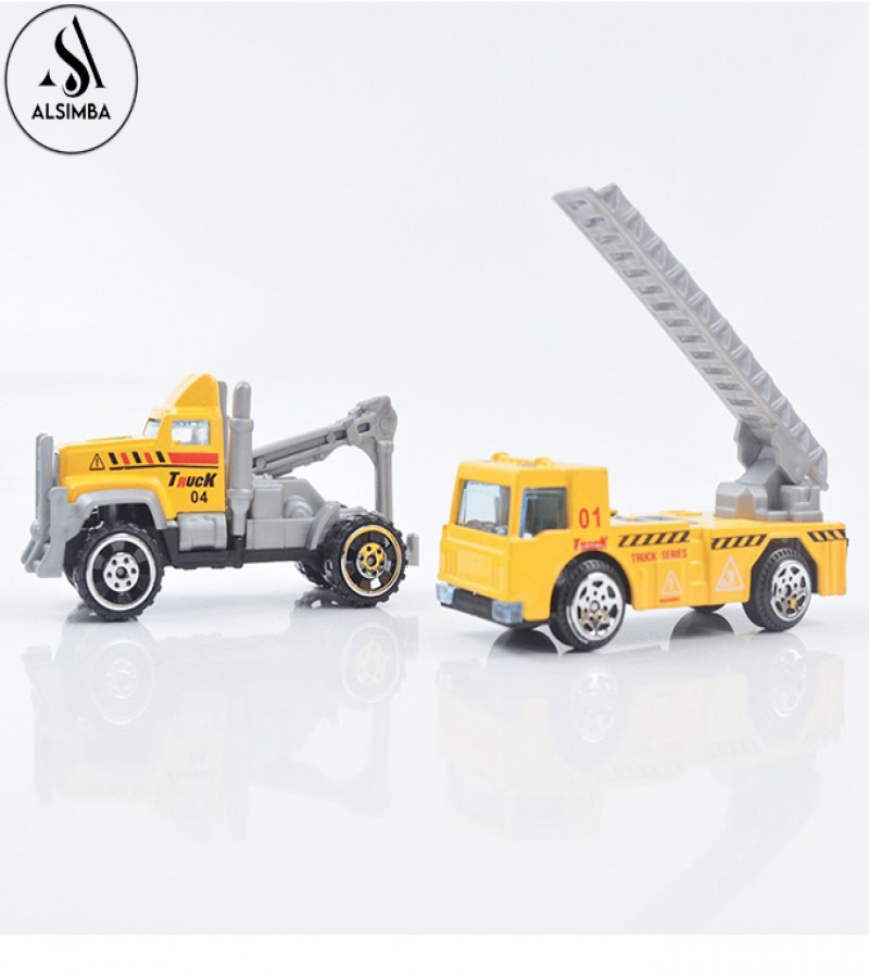Alsimba 6 Pcs 1:64 Alloy Construction Die-Cast Vehicles Set – Metal Body Engineering Toy Trucks for Kids (3-Inch)