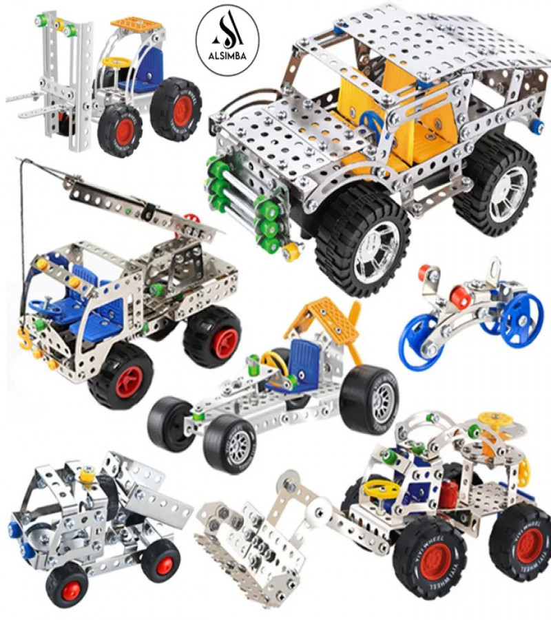 Alsimba Alloy Mechanics 25-in-1 Building Blocks Set – 239 Piece Metal Construction Toys for Kids – STEM Multicolor Kit