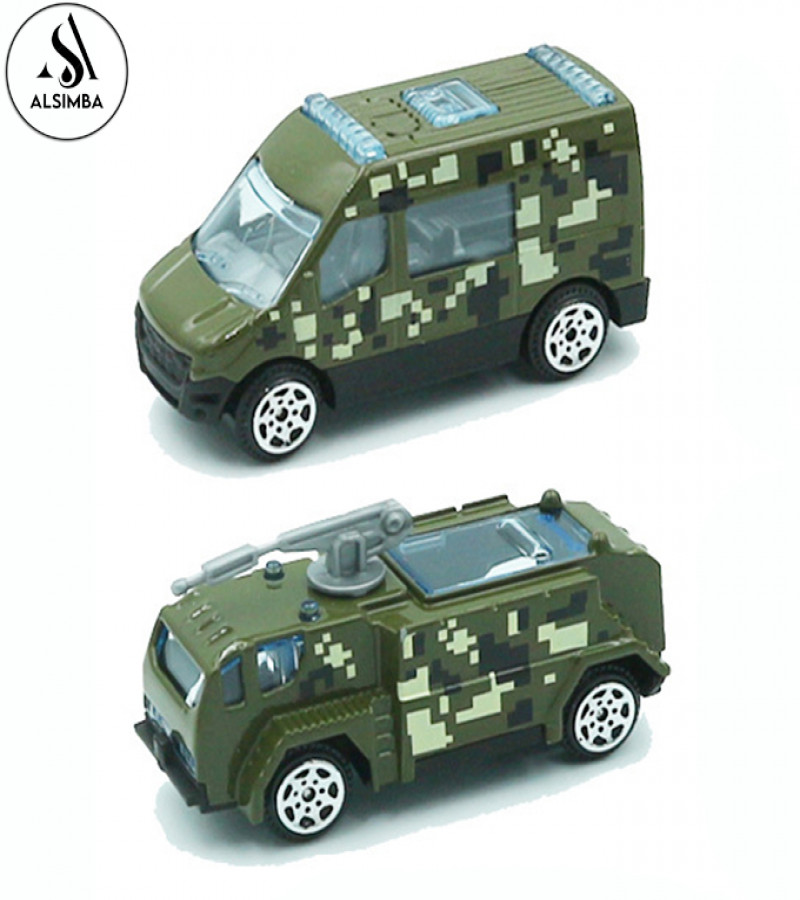 AAlsimba 6 Pcs 1:64 Die-Cast Military Army Alloy Vehicles Playset – 3” Metal Toy Cars – Kids Army Truck Model Set