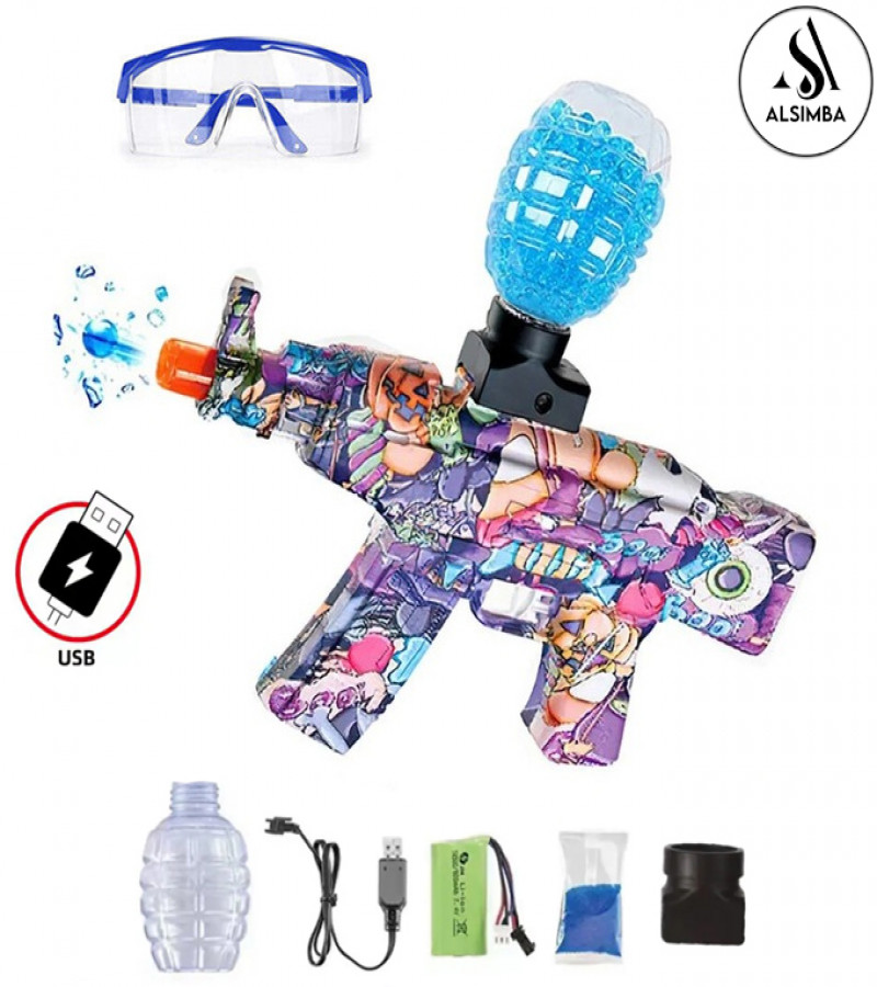 Alsimba Electric Gel Blaster Toy Gun AK-47 MP5 Style, 1000 Gel Balls, Rechargeable Fun Outdoor Shooting Game for Kids
