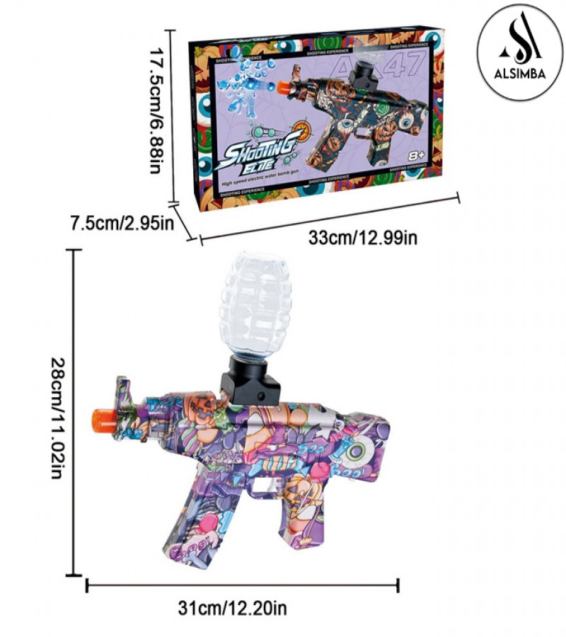 Alsimba Electric Gel Blaster Toy Gun AK-47 MP5 Style, 1000 Gel Balls, Rechargeable Fun Outdoor Shooting Game for Kids