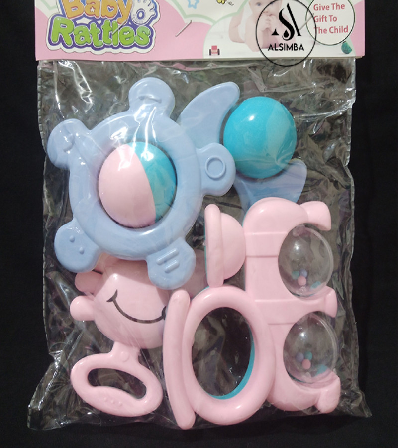 Alsimba Premium Baby Rattles Set - 4 Multicolor Rattles in Safe Pouch Packing - Soft, BPA-Free, for Infants & Toddlers