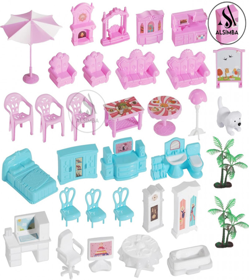 Alsimba 4-Storey Big Doll House Villa Toy with 11 Rooms, Furniture & Accessories – DIY Dream House for Girls Gift