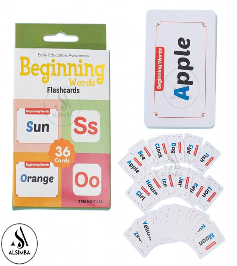 Alsimba Beginning Words Flash Cards for Kids – 36 Pcs Early Learning Educational Flashcards for Toddlers & Preschoolers