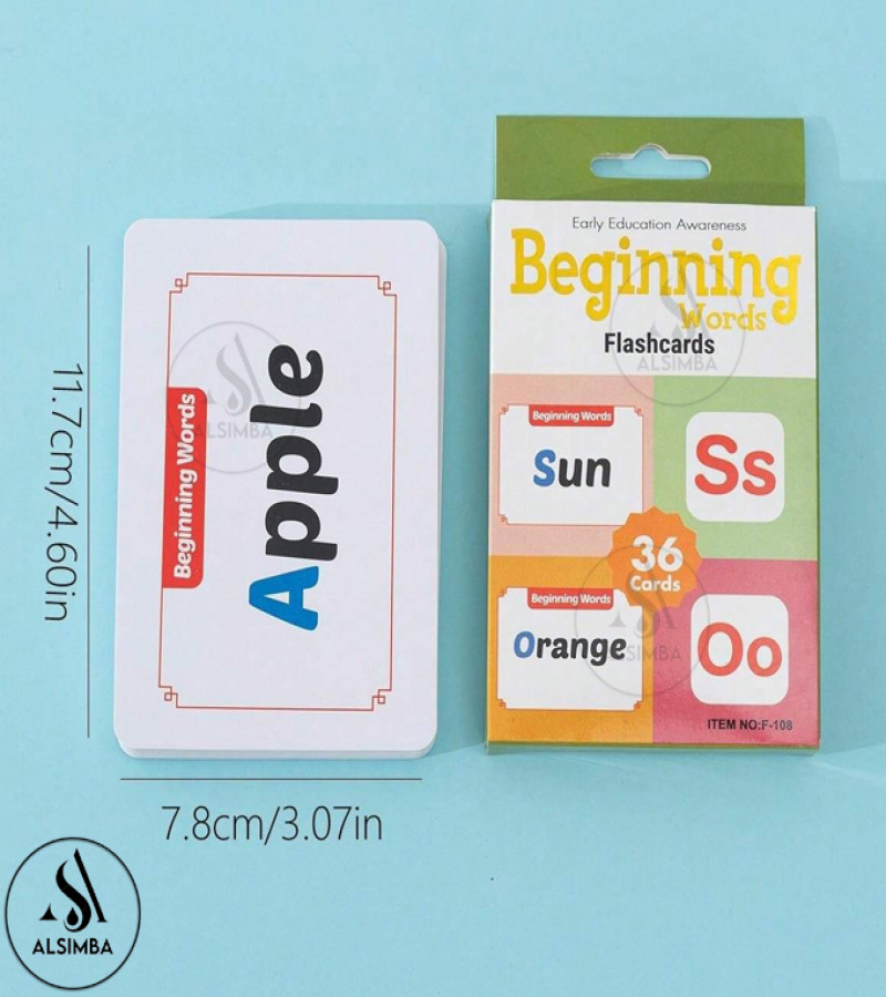 Alsimba Beginning Words Flash Cards for Kids – 36 Pcs Early Learning Educational Flashcards for Toddlers & Preschoolers