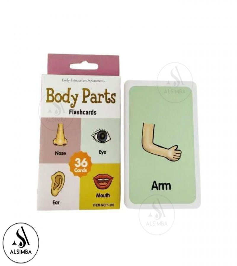 Alsimba 36 Pcs Body Parts Flash Cards for Kids – Early Learning Educational Cards for Toddlers, Preschool, Nursery